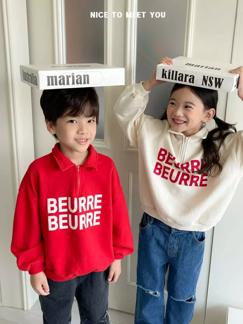 Nice To Meet You - Korean Children Fashion - #designkidswear - Butter Collar Sweatshirt