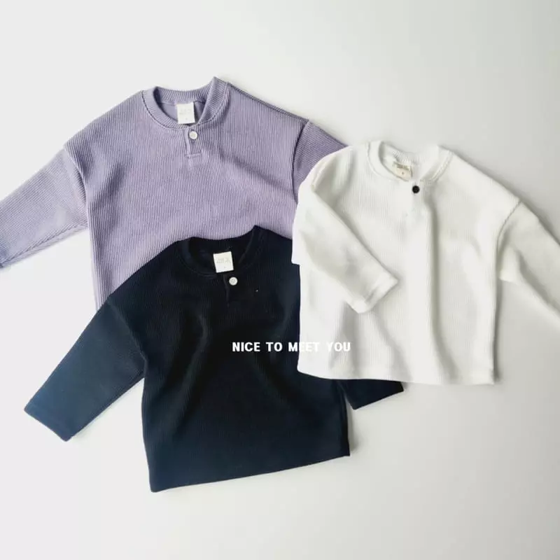 Nice To Meet You - Korean Children Fashion - #designkidswear - Lala Button Tee - 11