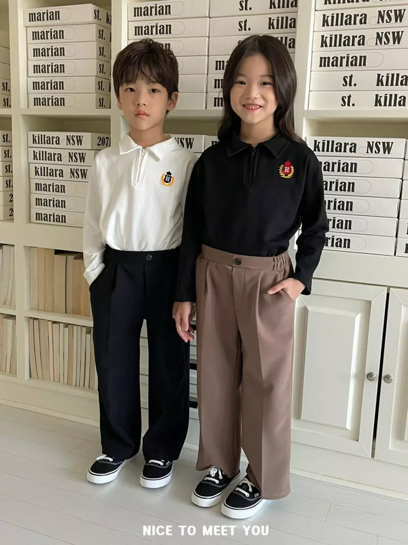 Nice To Meet You - Korean Children Fashion - #designkidswear - H Embroidery Collar Tee - 5
