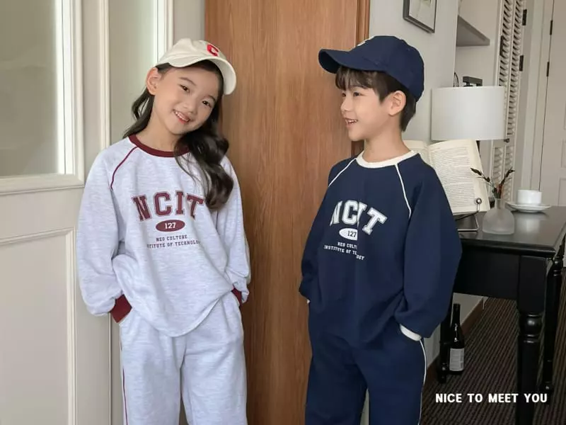 Nice To Meet You - Korean Children Fashion - #fashionkids - Line Pping Top Bottom Set - 12