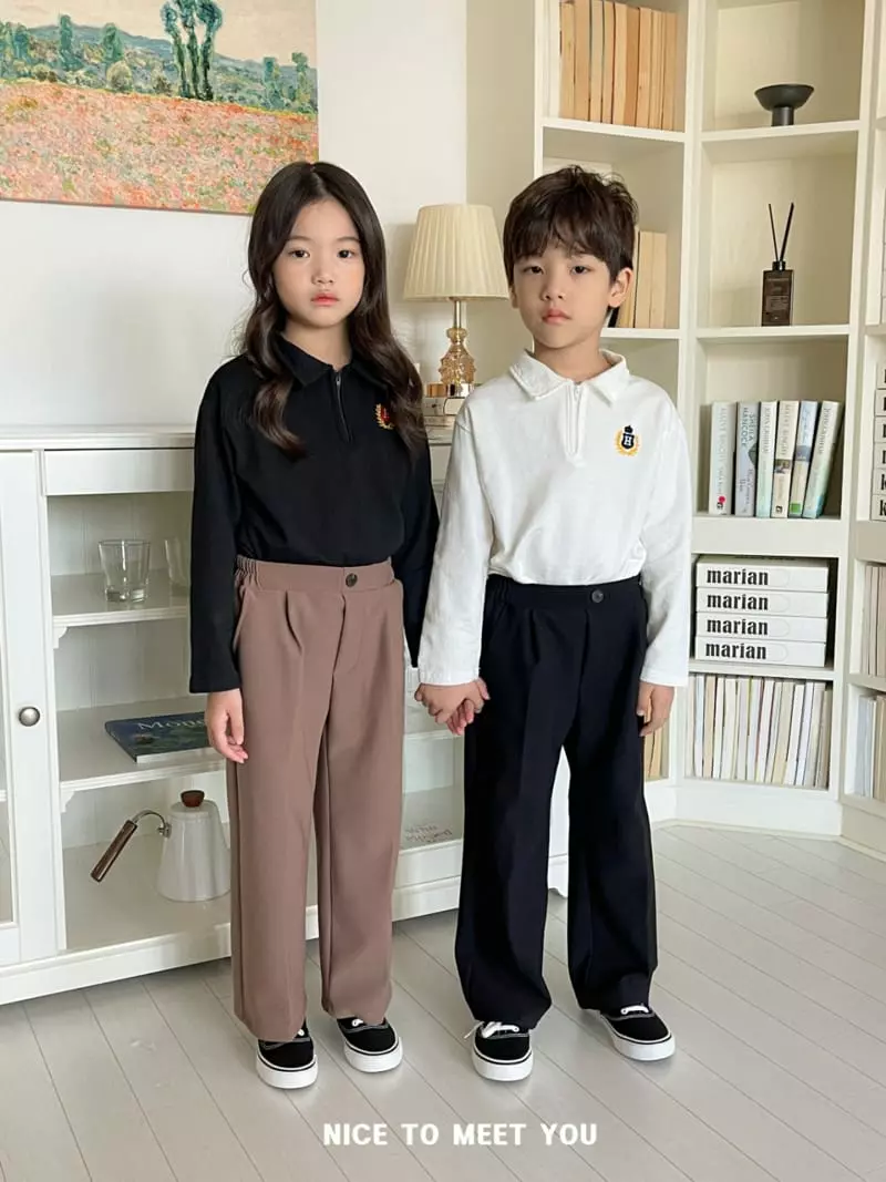 Nice To Meet You - Korean Children Fashion - #fashionkids - H Embroidery Collar Tee - 7