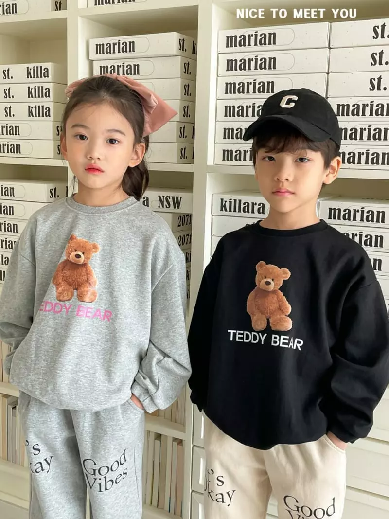 Nice To Meet You - Korean Children Fashion - #kidsshorts - Teddy Bear Swetshirt - 3