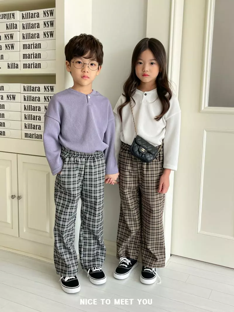 Nice To Meet You - Korean Children Fashion - #kidsshorts - Block Check Pants - 5