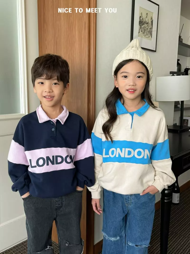 Nice To Meet You - Korean Children Fashion - #kidsshorts - London Color Sweatshirt