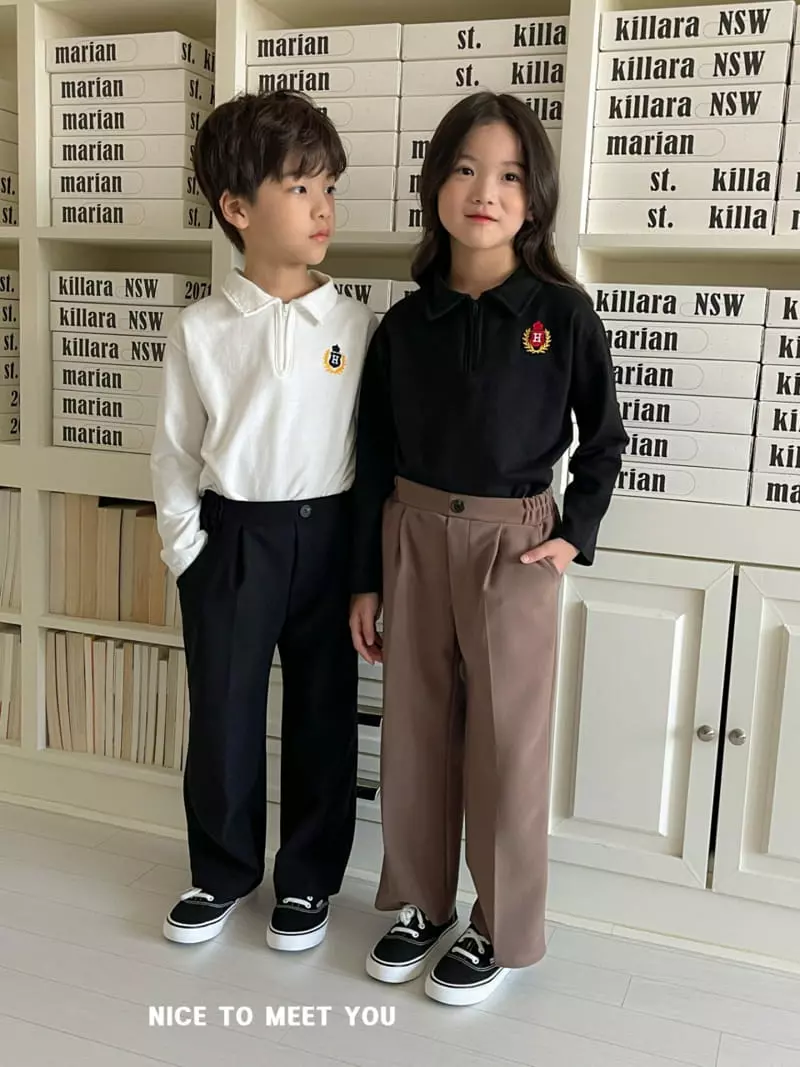 Nice To Meet You - Korean Children Fashion - #kidsstore - H Embroidery Collar Tee - 9
