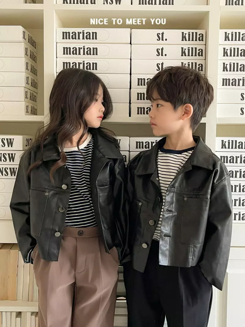 Nice To Meet You - Korean Children Fashion - #kidzfashiontrend - Chick Leather Jacket - 11