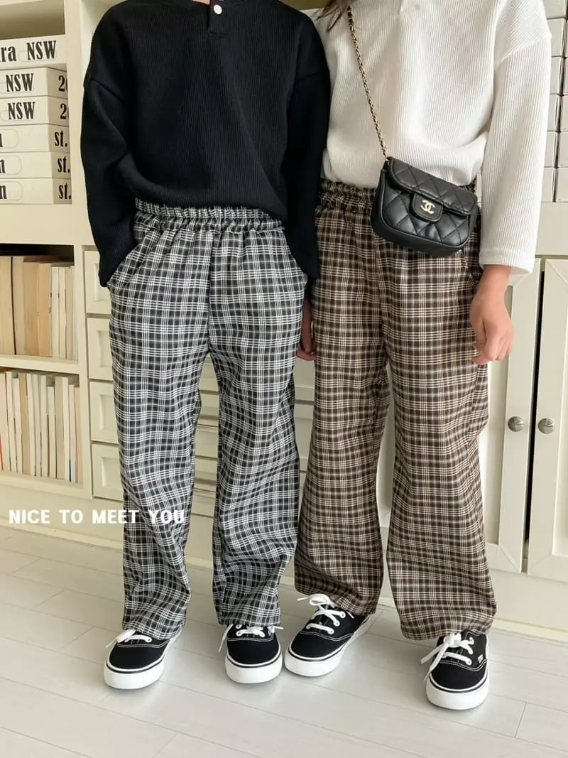 Nice To Meet You - Korean Children Fashion - #kidzfashiontrend - Block Check Pants - 7