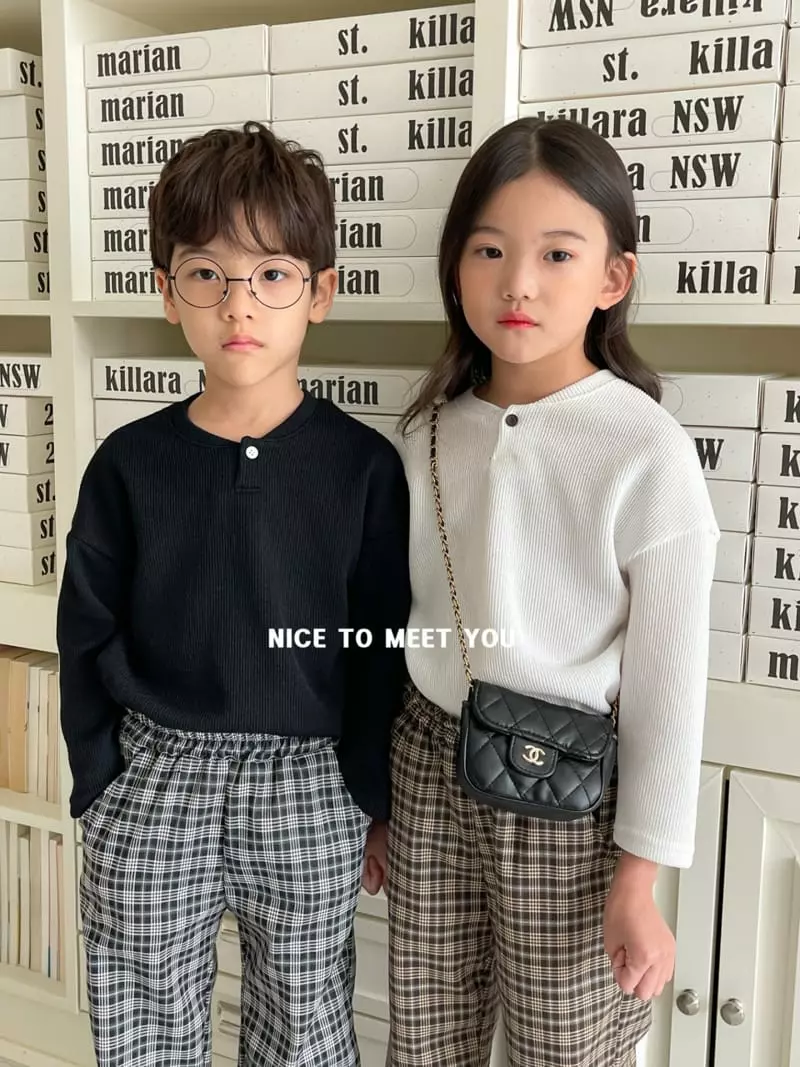 Nice To Meet You - Korean Children Fashion - #kidzfashiontrend - Lala Button Tee - 2