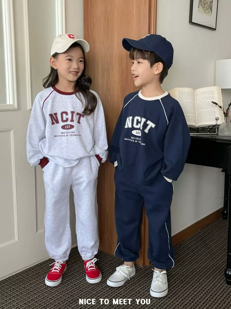 Nice To Meet You - Korean Children Fashion - #kidzfashiontrend - Line Pping Top Bottom Set