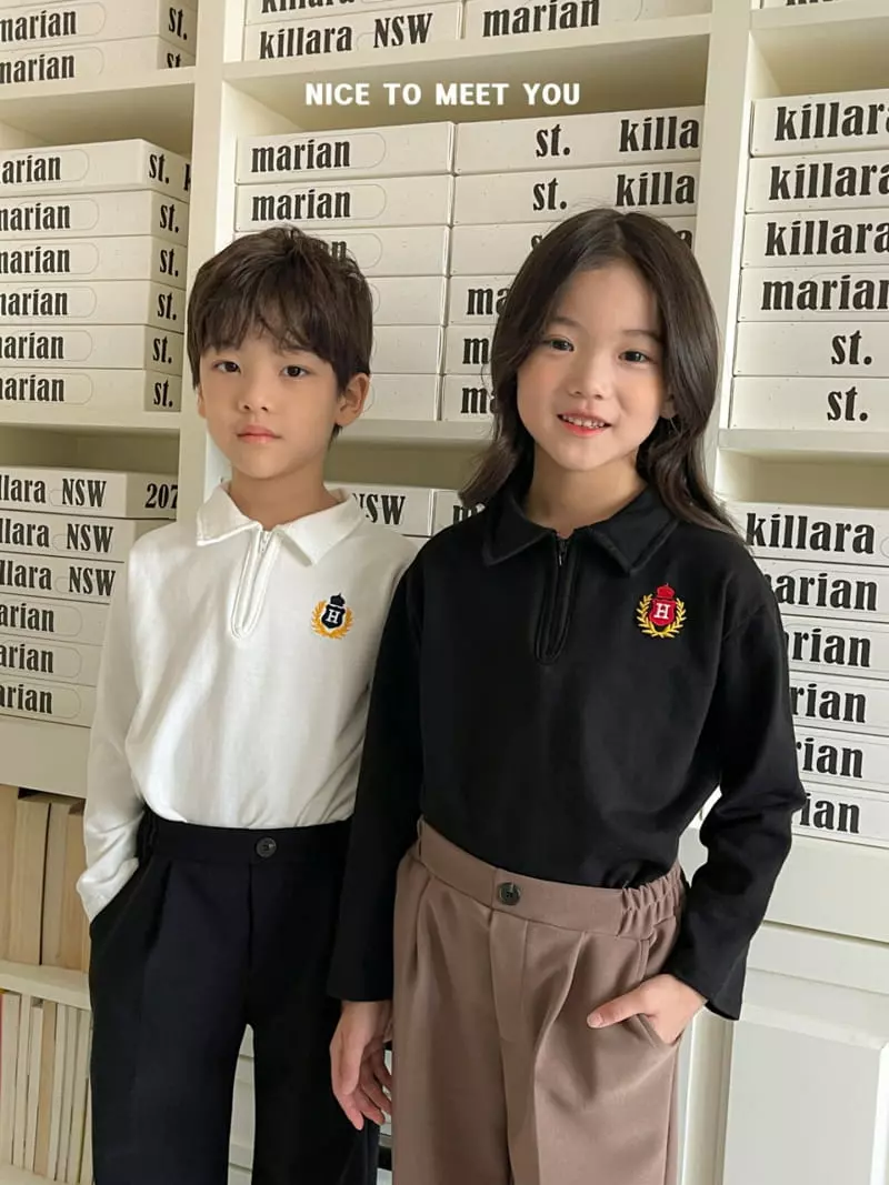 Nice To Meet You - Korean Children Fashion - #kidzfashiontrend - H Embroidery Collar Tee - 10