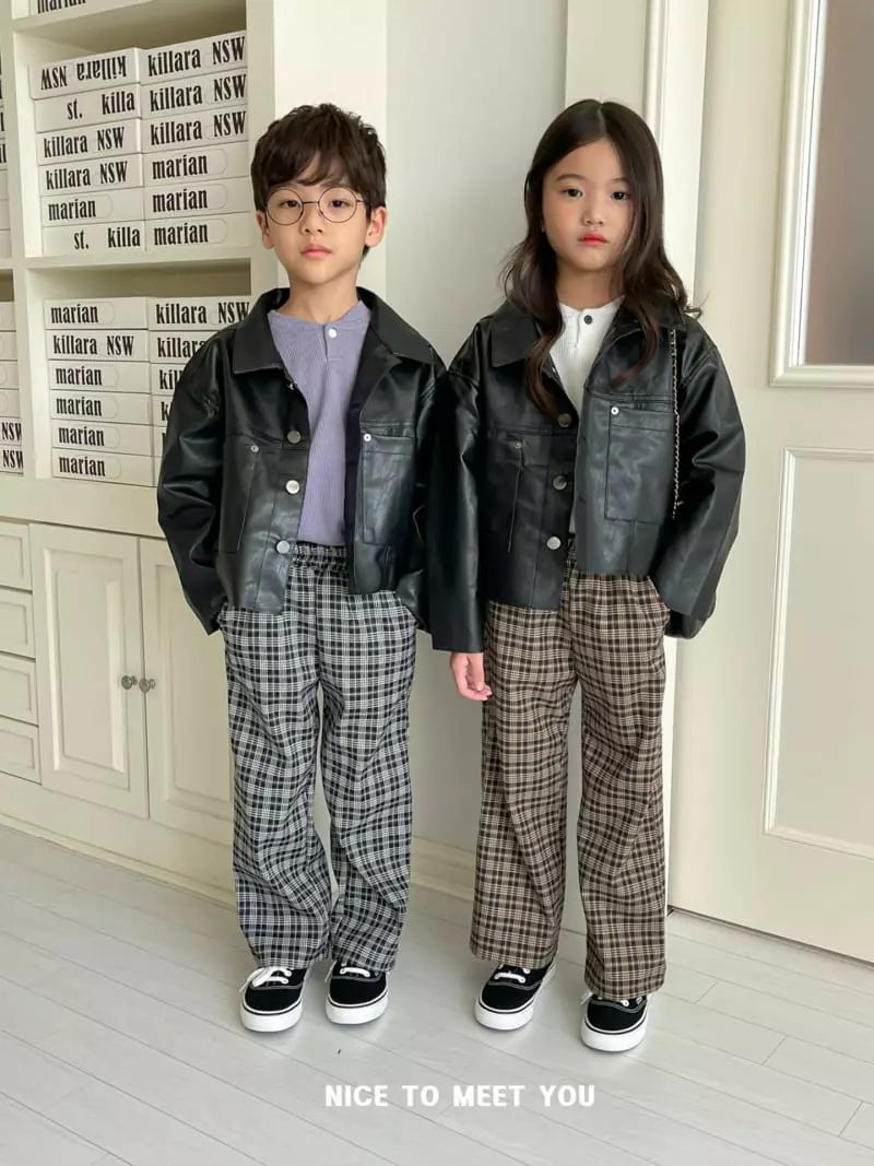 Nice To Meet You - Korean Children Fashion - #littlefashionista - Block Check Pants - 9