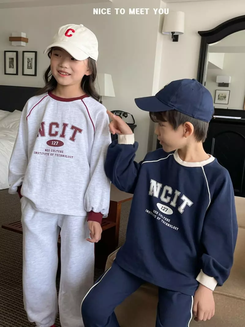 Nice To Meet You - Korean Children Fashion - #littlefashionista - Line Pping Top Bottom Set - 3