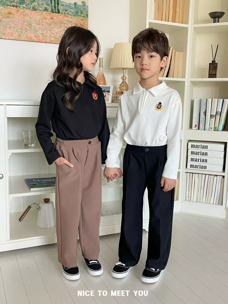 Nice To Meet You - Korean Children Fashion - #littlefashionista - H Embroidery Collar Tee - 12