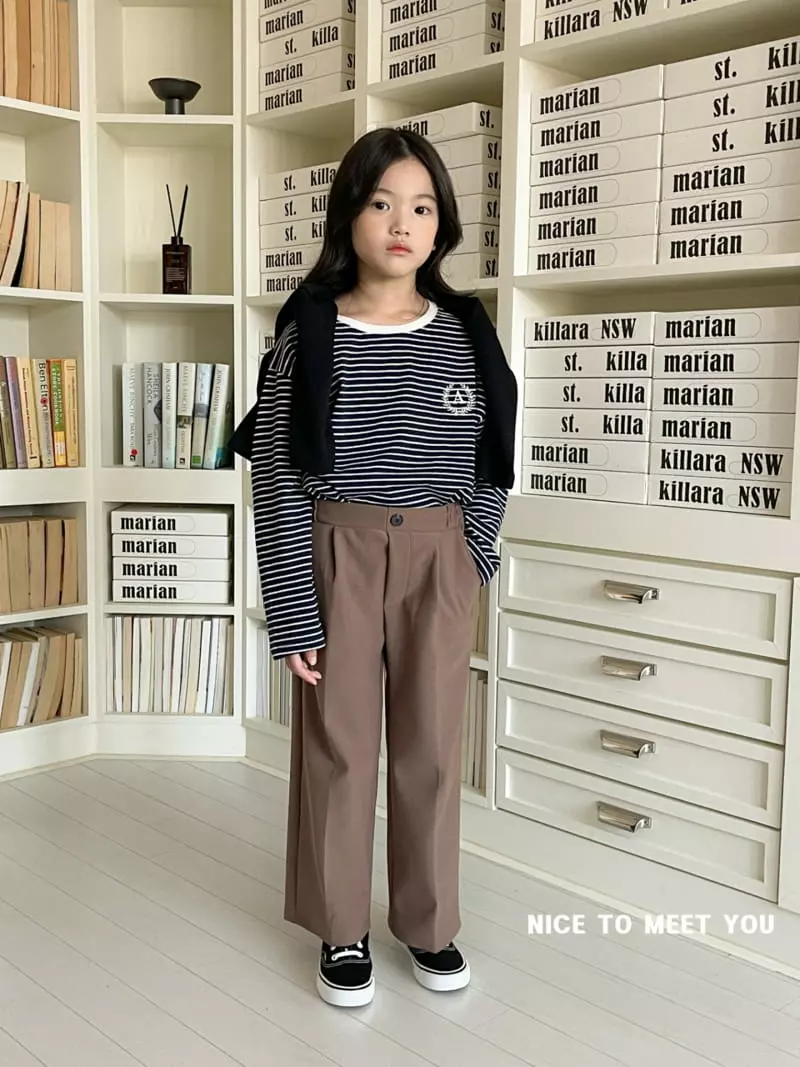 Nice To Meet You - Korean Children Fashion - #magicofchildhood - Stripes Embroidery Tee - 3