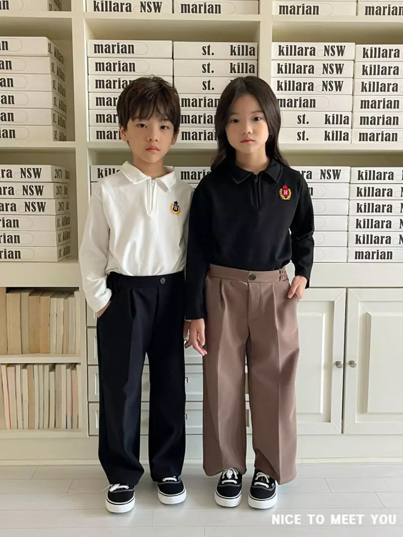 Nice To Meet You - Korean Children Fashion - #prettylittlegirls - H Embroidery Collar Tee