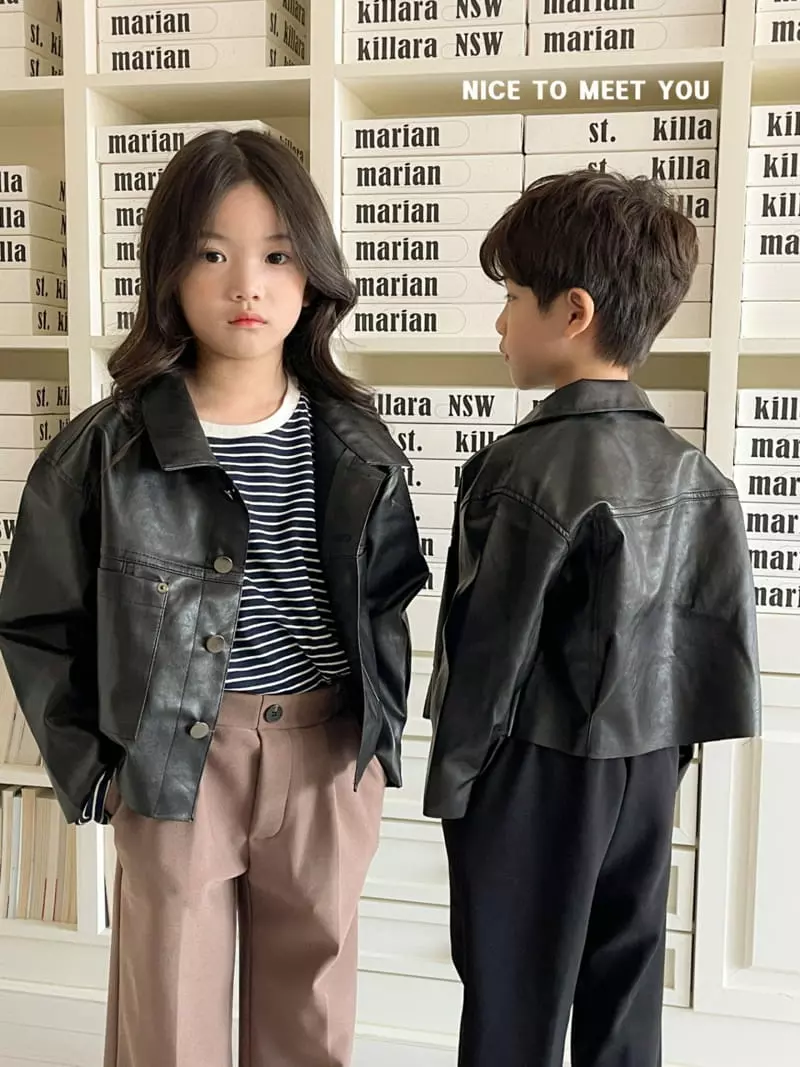 Nice To Meet You - Korean Children Fashion - #stylishchildhood - Chick Leather Jacket - 3