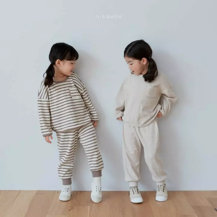 Ninibello - Korean Children Fashion - #childofig - Bread Waffle Top Bottom Set - 12