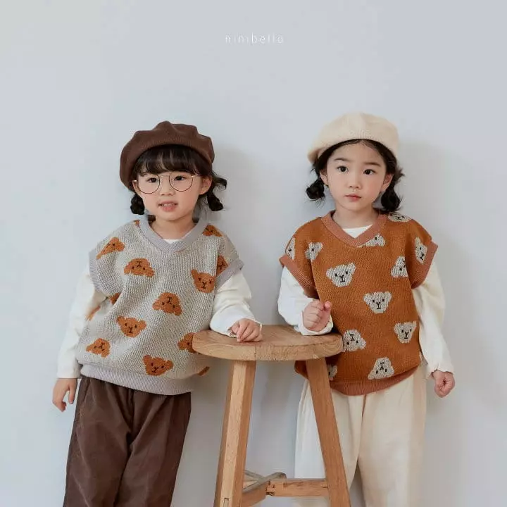 Ninibello - Korean Children Fashion - #fashionkids - Bear Bear Knit Vest - 10