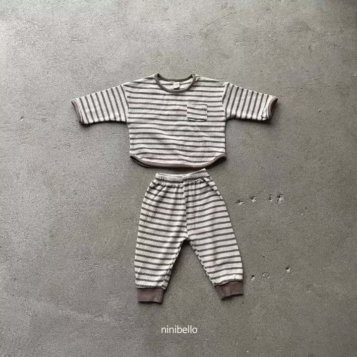 Ninibello - Korean Children Fashion - #fashionkids - Bread Waffle Top Bottom Set - 2
