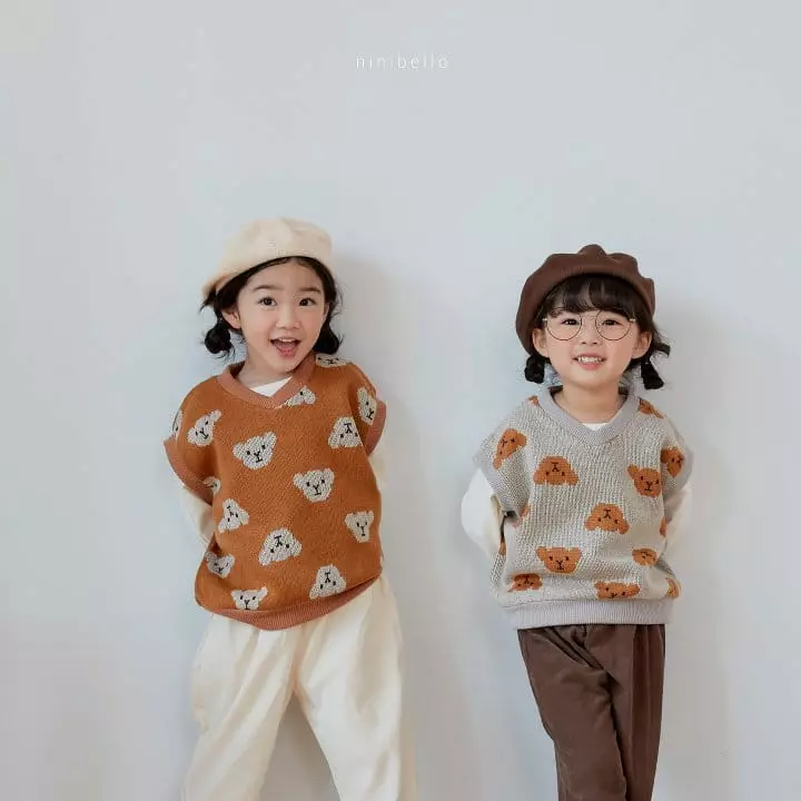 Ninibello - Korean Children Fashion - #kidsstore - Bear Bear Knit Vest - 12