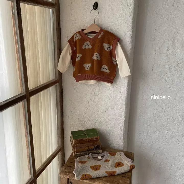 Ninibello - Korean Children Fashion - #minifashionista - Bear Bear Knit Vest
