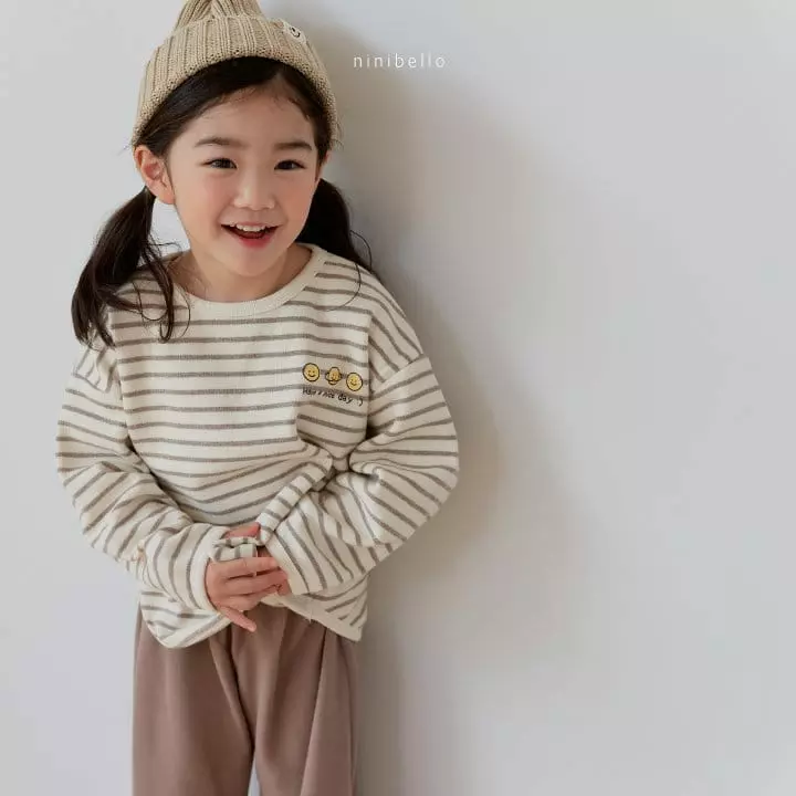 Ninibello - Korean Children Fashion - #prettylittlegirls - Smile Stripes Piping Tee - 8