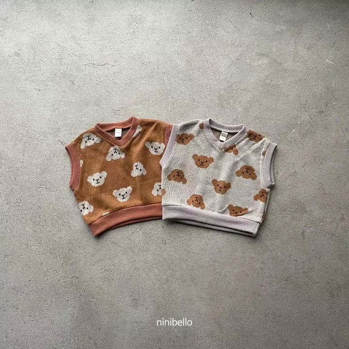 Ninibello - Korean Children Fashion - #todddlerfashion - Bear Bear Knit Vest - 4