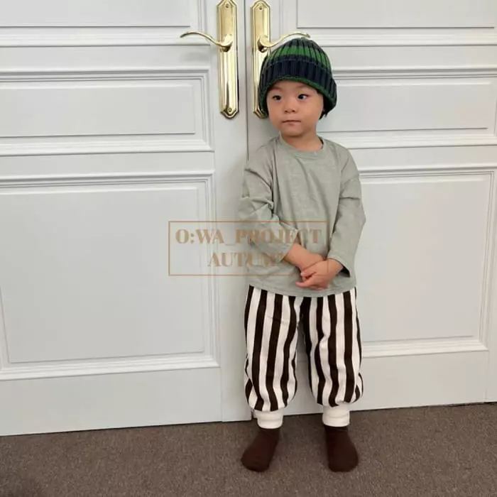 O Wa - Korean Children Fashion - #minifashionista - Long Piping Stripes Pants Ivory - 3
