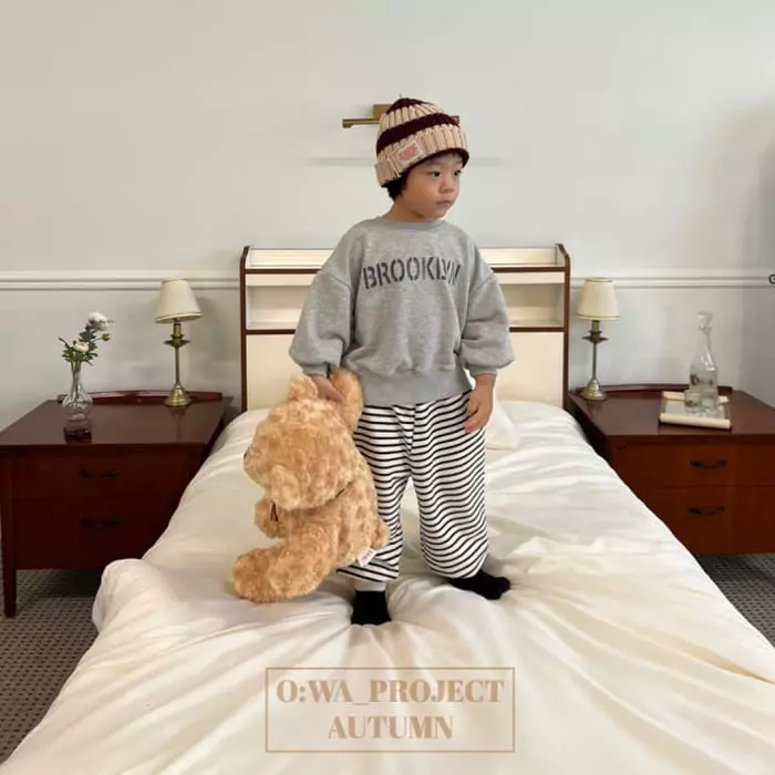 O Wa - Korean Children Fashion - #prettylittlegirls - Long Piping Stripes Pants Brown - 5