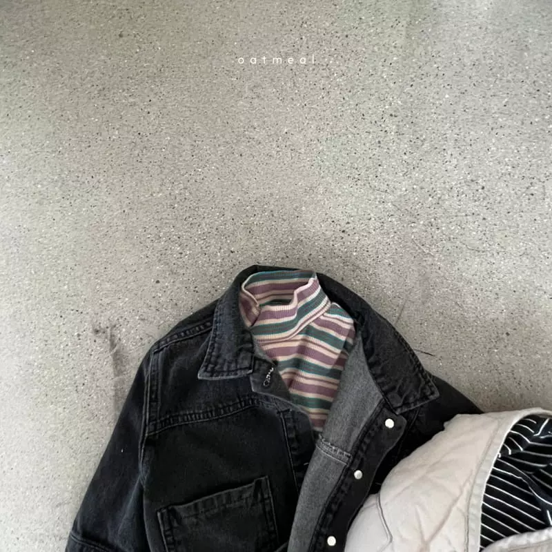 Oatmeal - Korean Children Fashion - #childrensboutique - Rger Denim Jacket - 8
