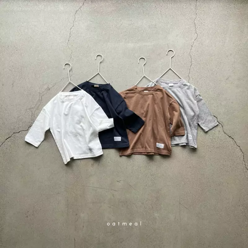 Oatmeal - Korean Children Fashion - #designkidswear - Basic Autumn Round Tee