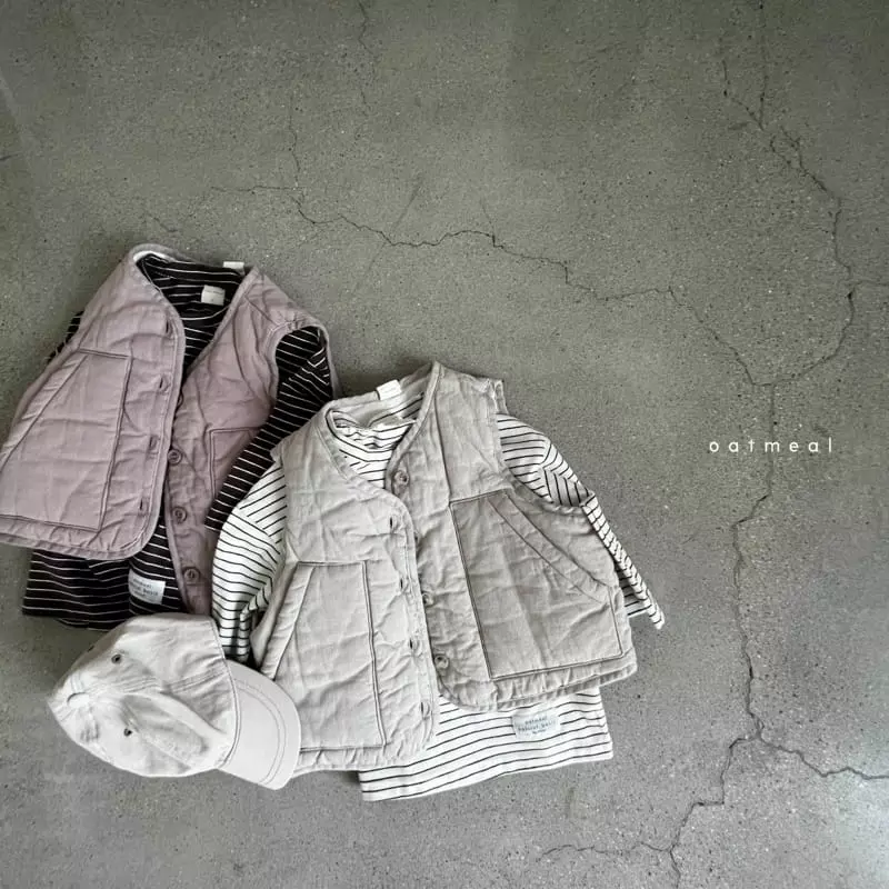 Oatmeal - Korean Children Fashion - #discoveringself - Creamy Padding Vest - 8