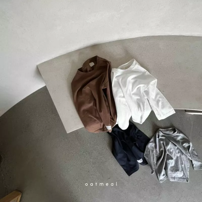 Oatmeal - Korean Children Fashion - #fashionkids - Basic Autumn Round Tee - 4