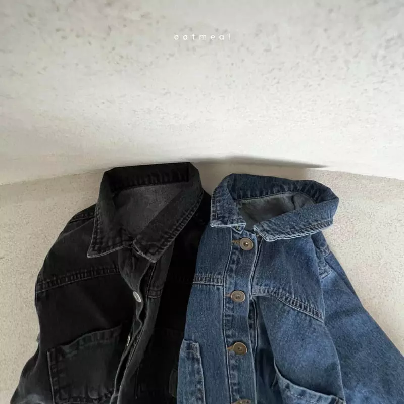Oatmeal - Korean Children Fashion - #magicofchildhood - Rger Denim Jacket