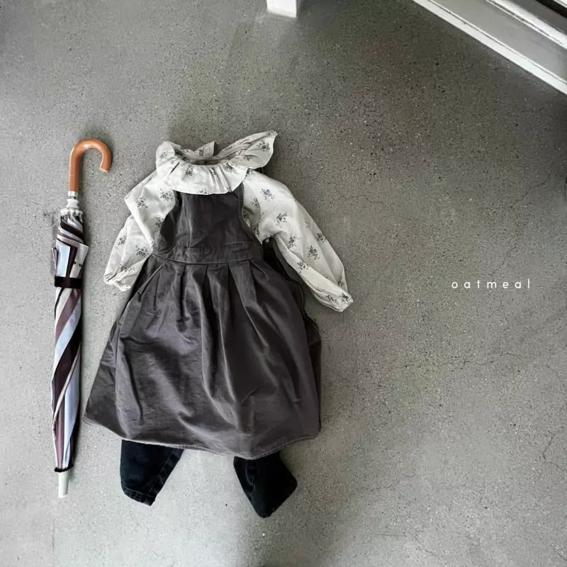 Oatmeal - Korean Children Fashion - #todddlerfashion - Draw Apron One-piece - 9