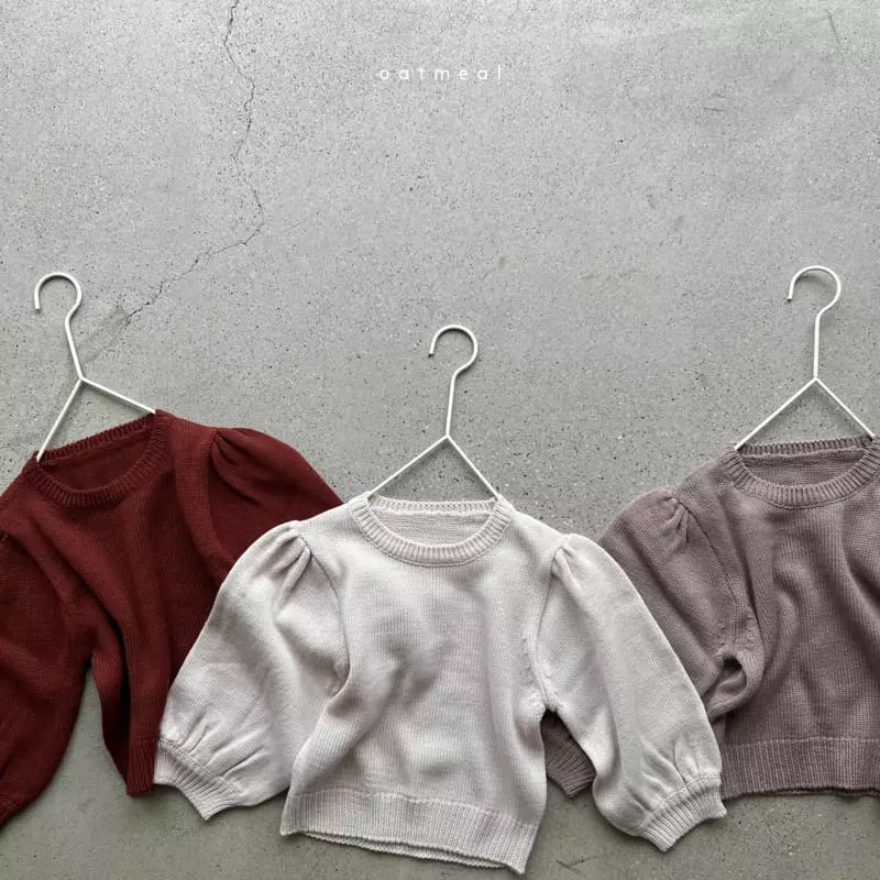 Oatmeal - Korean Children Fashion - #toddlerclothing - Abel Puff Knit Tee