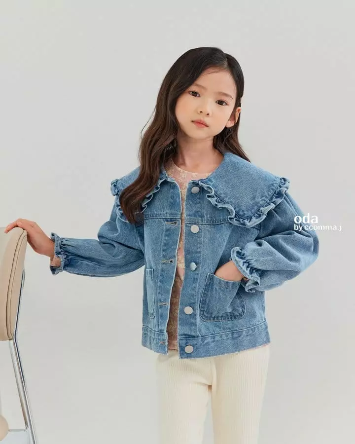 Oda - Korean Children Fashion - #childrensboutique - Frill Denim Jacket - 2