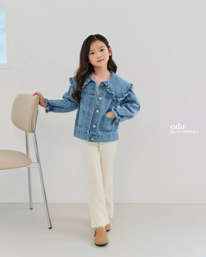 Oda - Korean Children Fashion - #designkidswear - Frill Denim Jacket - 3