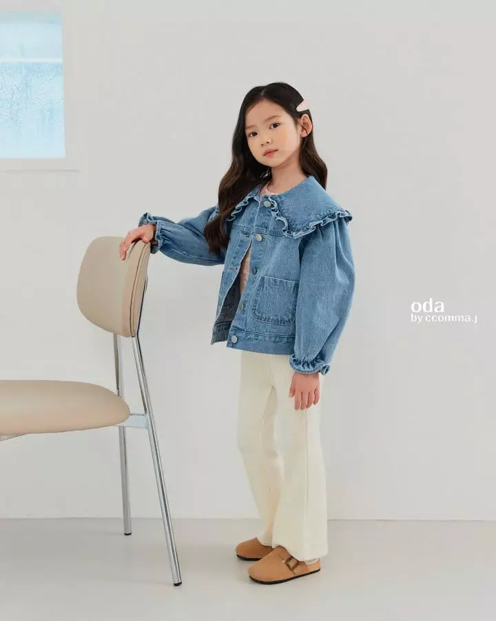 Oda - Korean Children Fashion - #fashionkids - Frill Denim Jacket - 5