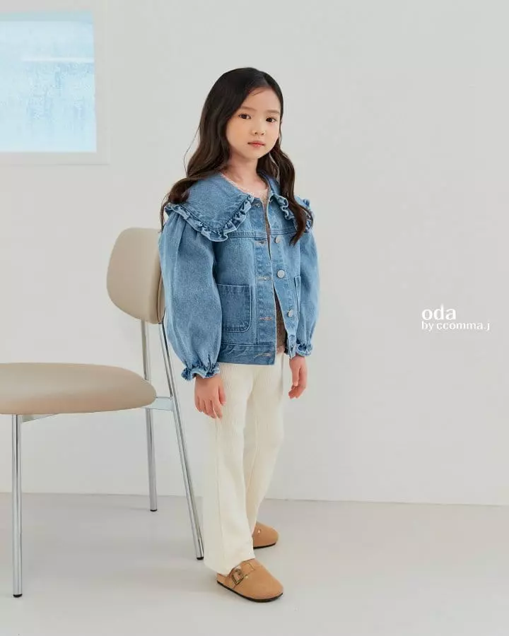 Oda - Korean Children Fashion - #kidsshorts - Frill Denim Jacket - 6
