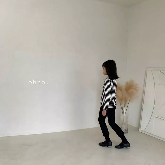 Ohho - Korean Children Fashion - #Kfashion4kids - Terry Stripes Puff Tee - 3