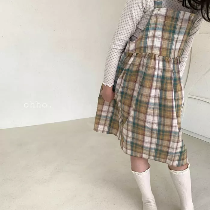 Ohho - Korean Children Fashion - #childofig - Paul Check Dungarees Skirt - 12