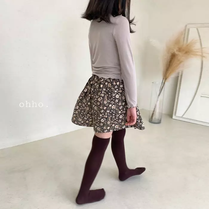 Ohho - Korean Children Fashion - #designkidswear - Florall Skirt Pants - 3