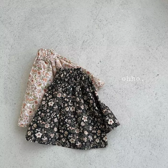 Ohho - Korean Children Fashion - #designkidswear - Florall Skirt Pants - 4