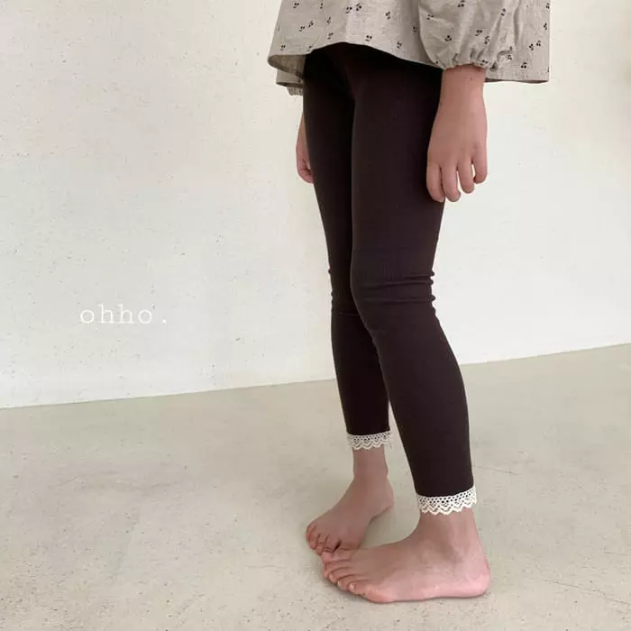 Ohho - Korean Children Fashion - #kidsshorts - Lace Slit Leggngs - 5
