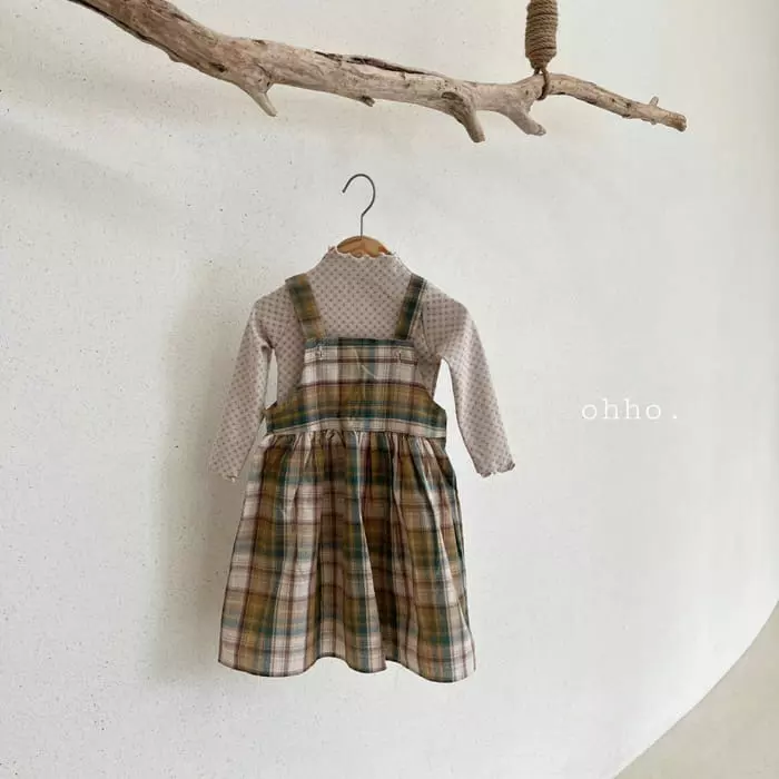 Ohho - Korean Children Fashion - #kidsstore - Paul Check Dungarees Skirt - 2