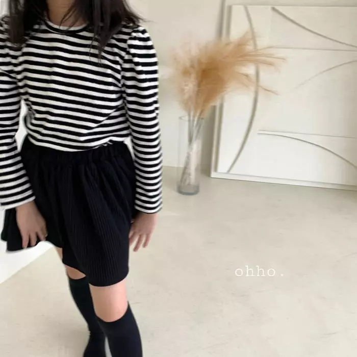 Ohho - Korean Children Fashion - #kidsstore - Terry Stripes Puff Tee