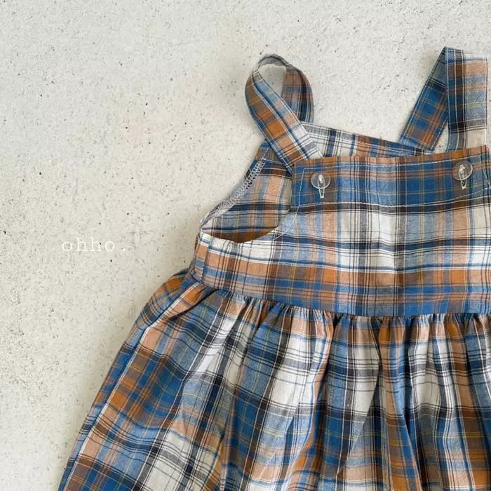 Ohho - Korean Children Fashion - #kidzfashiontrend - Paul Check Dungarees Skirt - 3