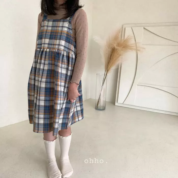 Ohho - Korean Children Fashion - #littlefashionista - Paul Check Dungarees Skirt - 5