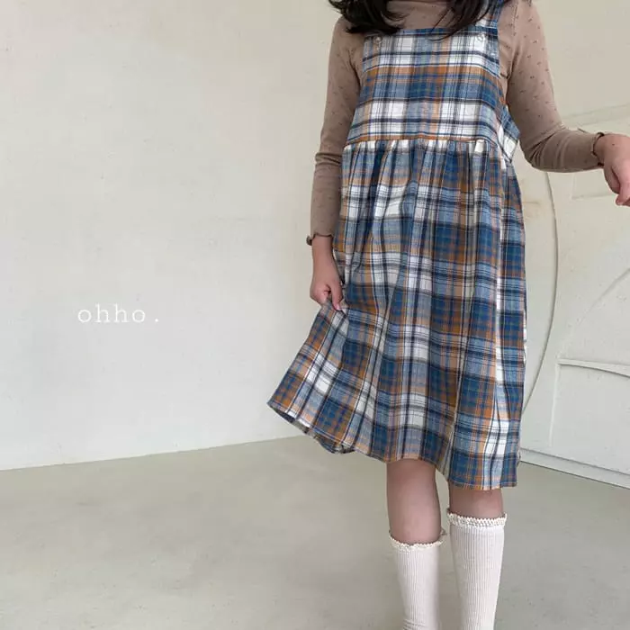 Ohho - Korean Children Fashion - #magicofchildhood - Paul Check Dungarees Skirt - 6
